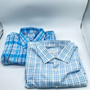 2 Peter Millar Men’s 2XL Plaid Button Down Long Sleeve Shirts - Great Deal